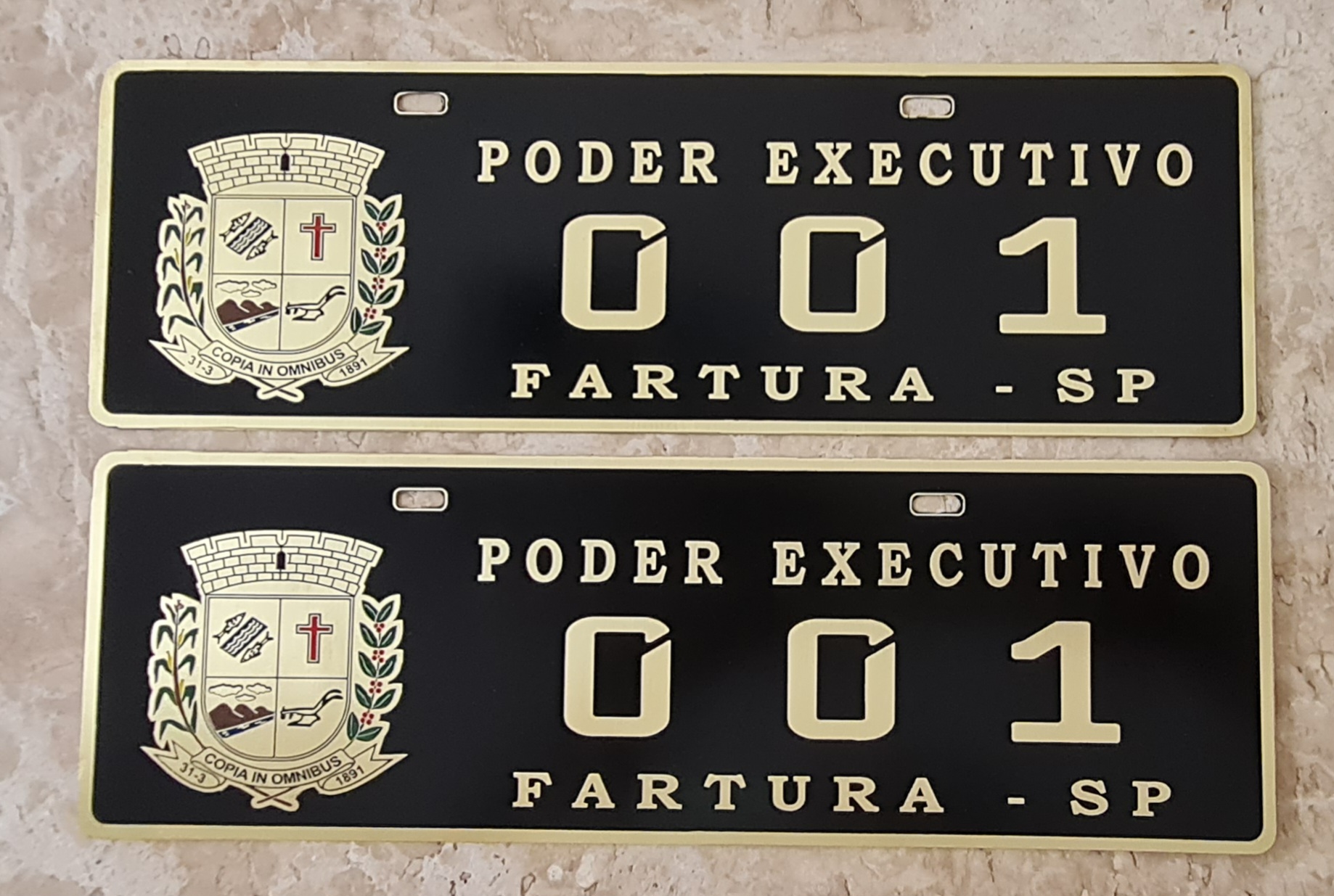 PLACA DE CARRO OFICIAL EM BRONZE FUNDIDO