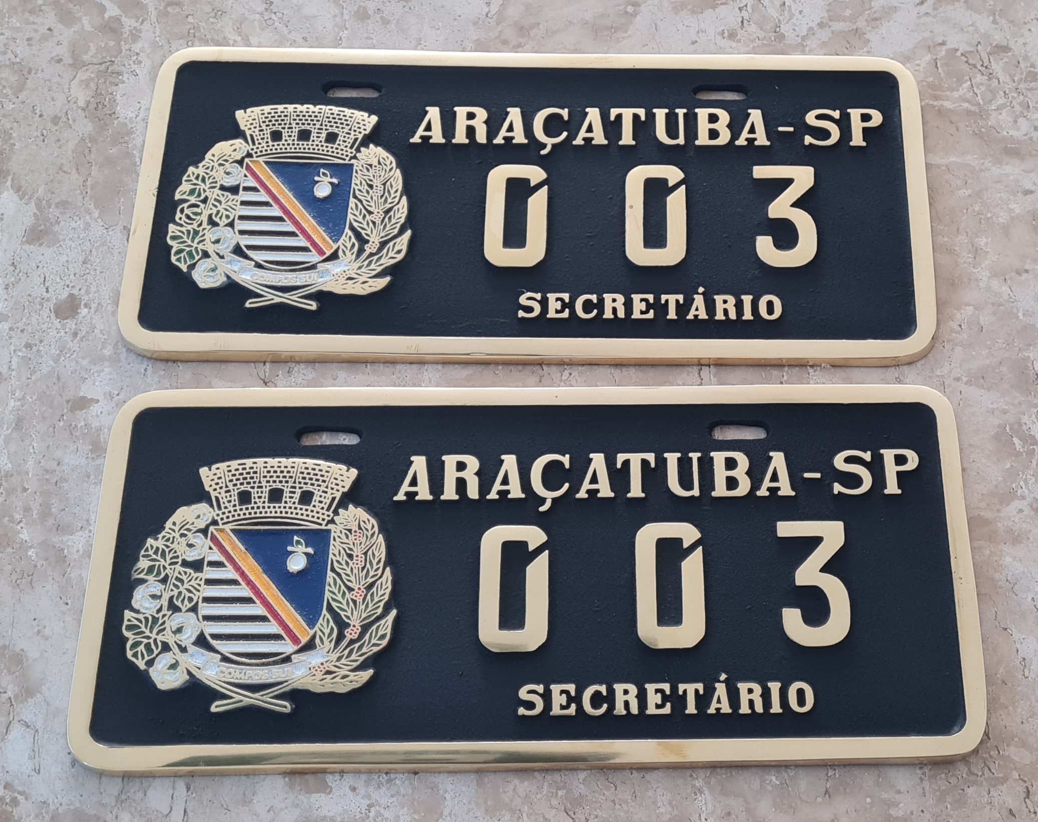 Placa de Carro em Bronze Fundido